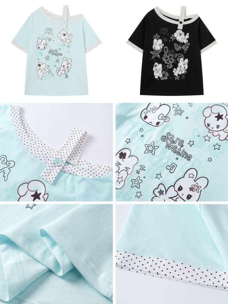 うさぎドットオフショルTシャツ