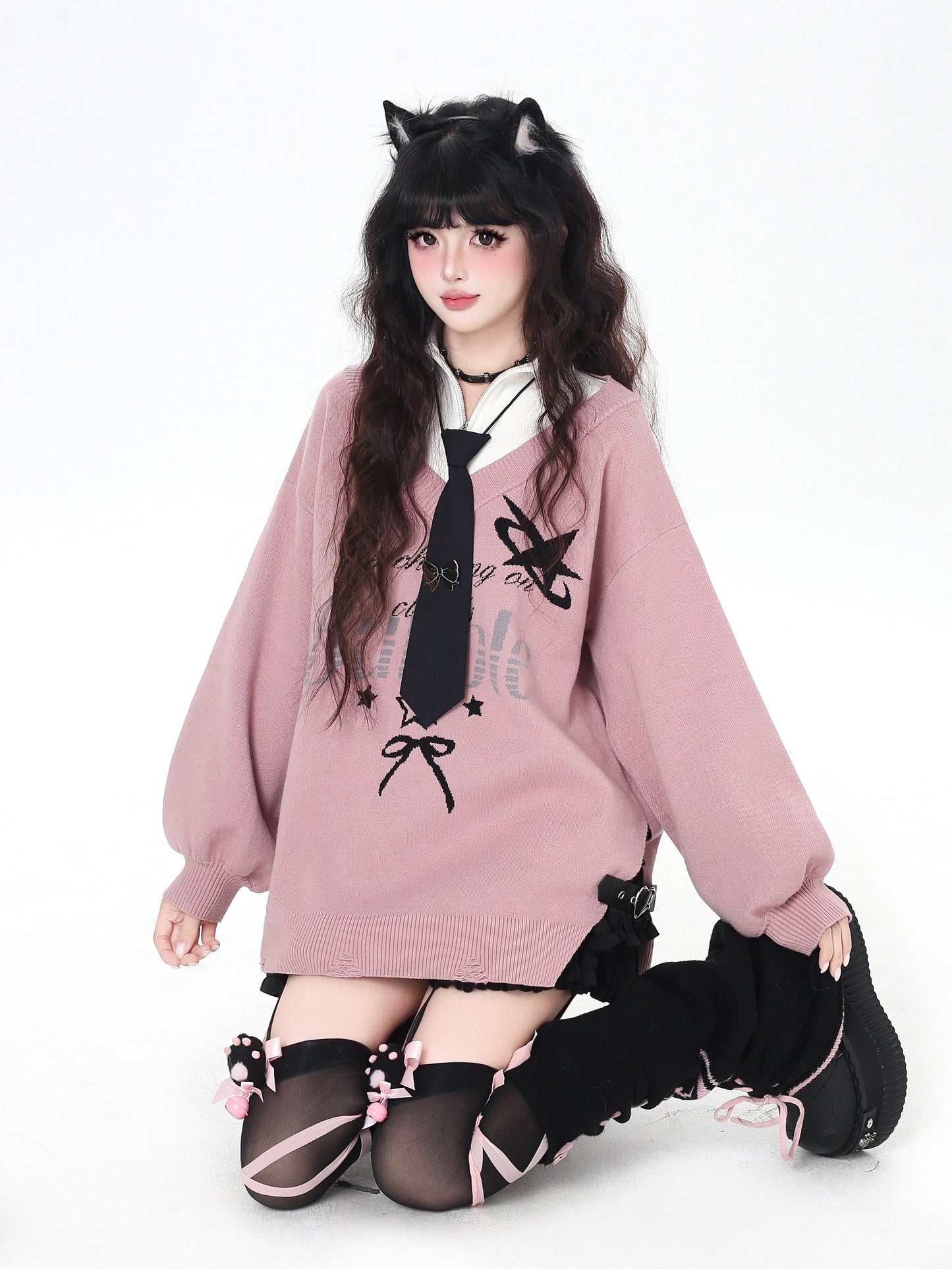 フェイクレイヤード スクール風ルーズニット|サブカルカジュアル