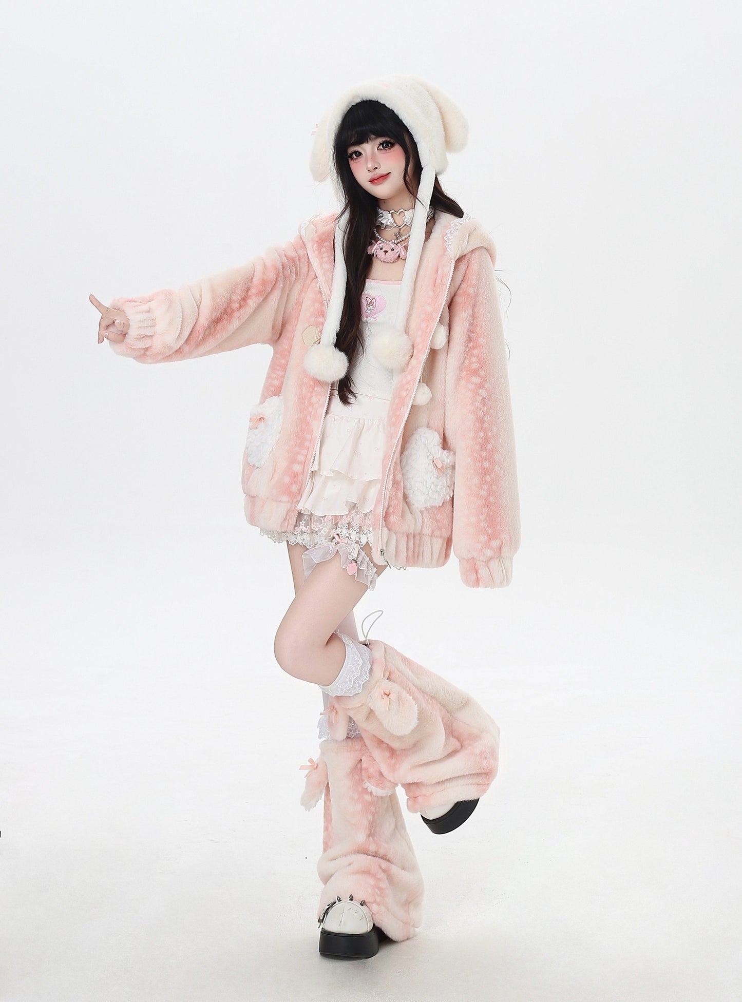 立体バンビモチーフ ボアジャケット