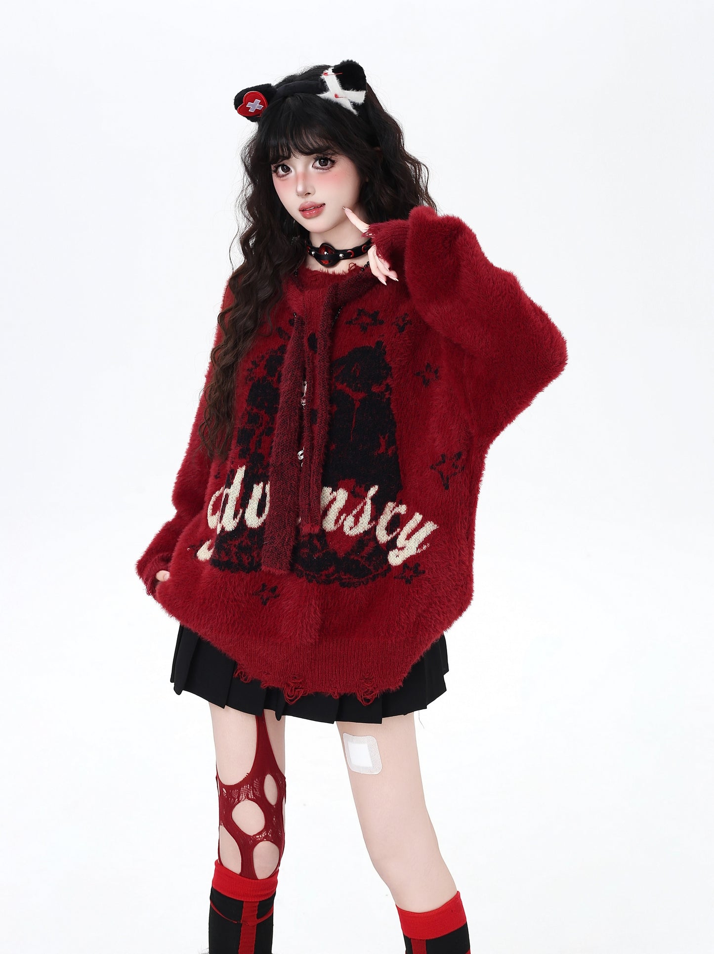 フード付きレターニット|ゆるヴィンテージムードのふわもこセーター