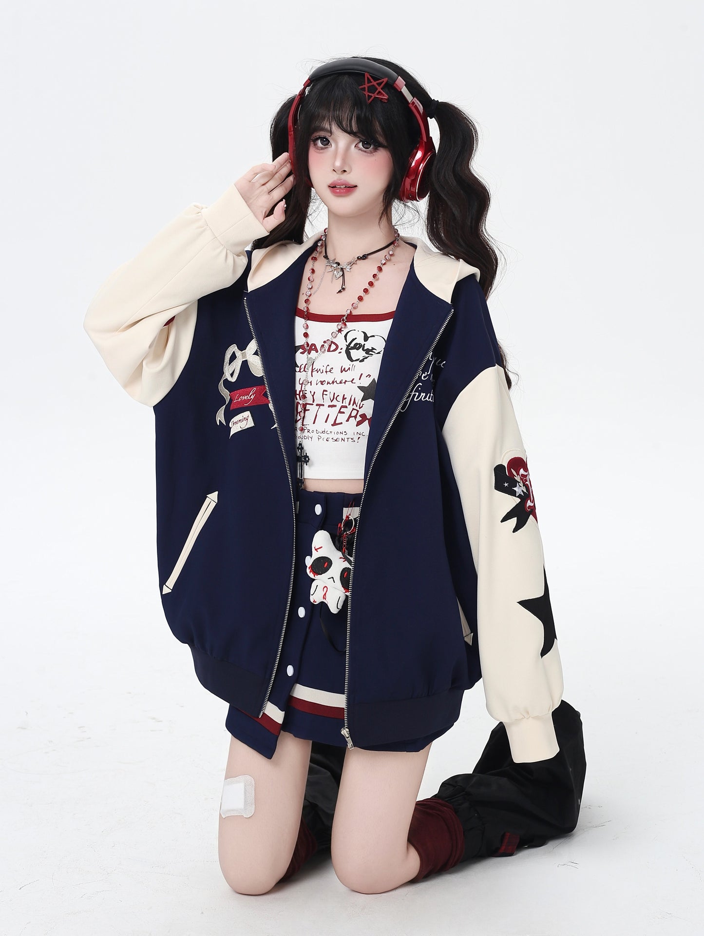 くま刺繍ストリートブルゾン|ゆる甘カジュアルアウター