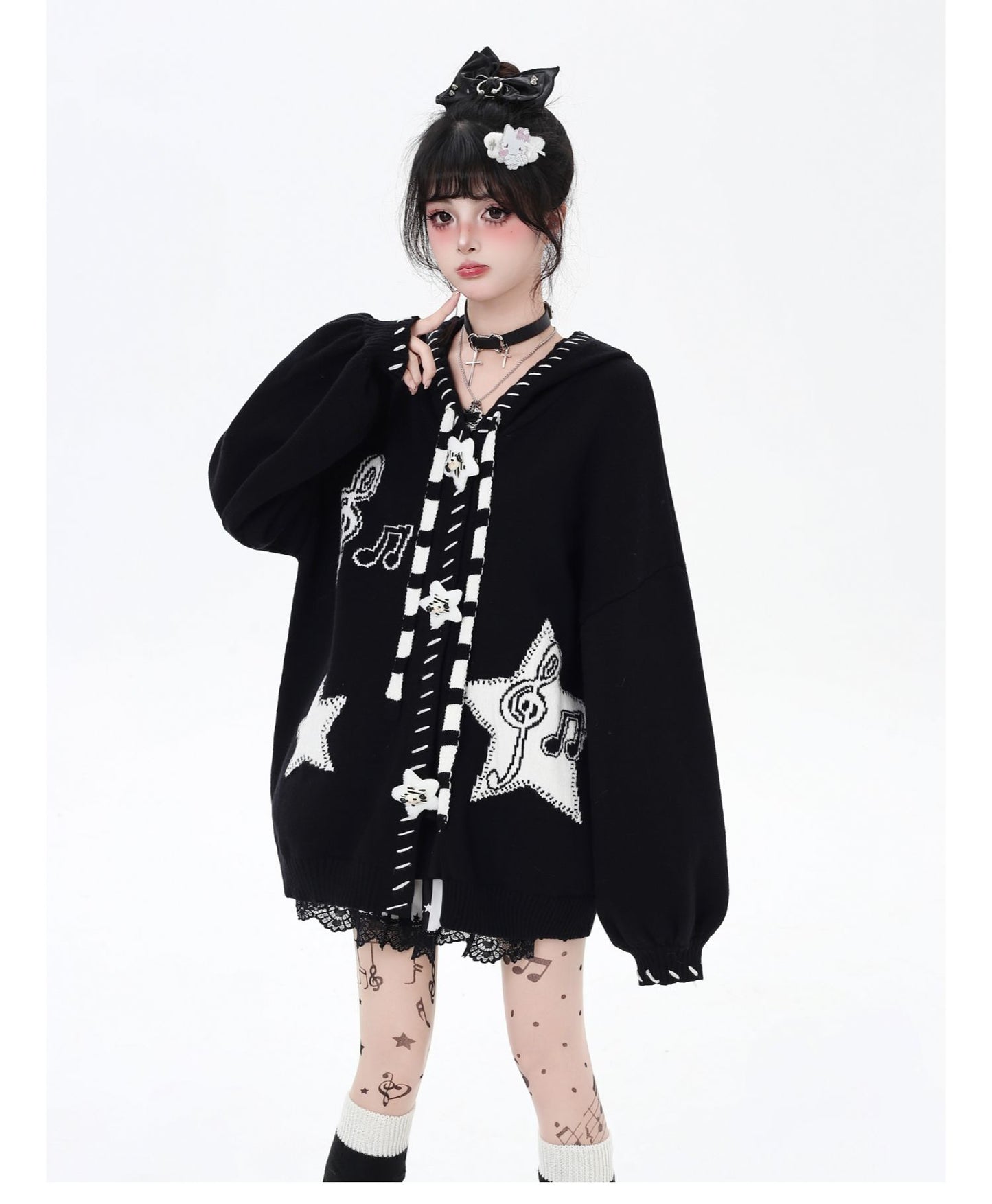 星柄ブラックレッドカーデ