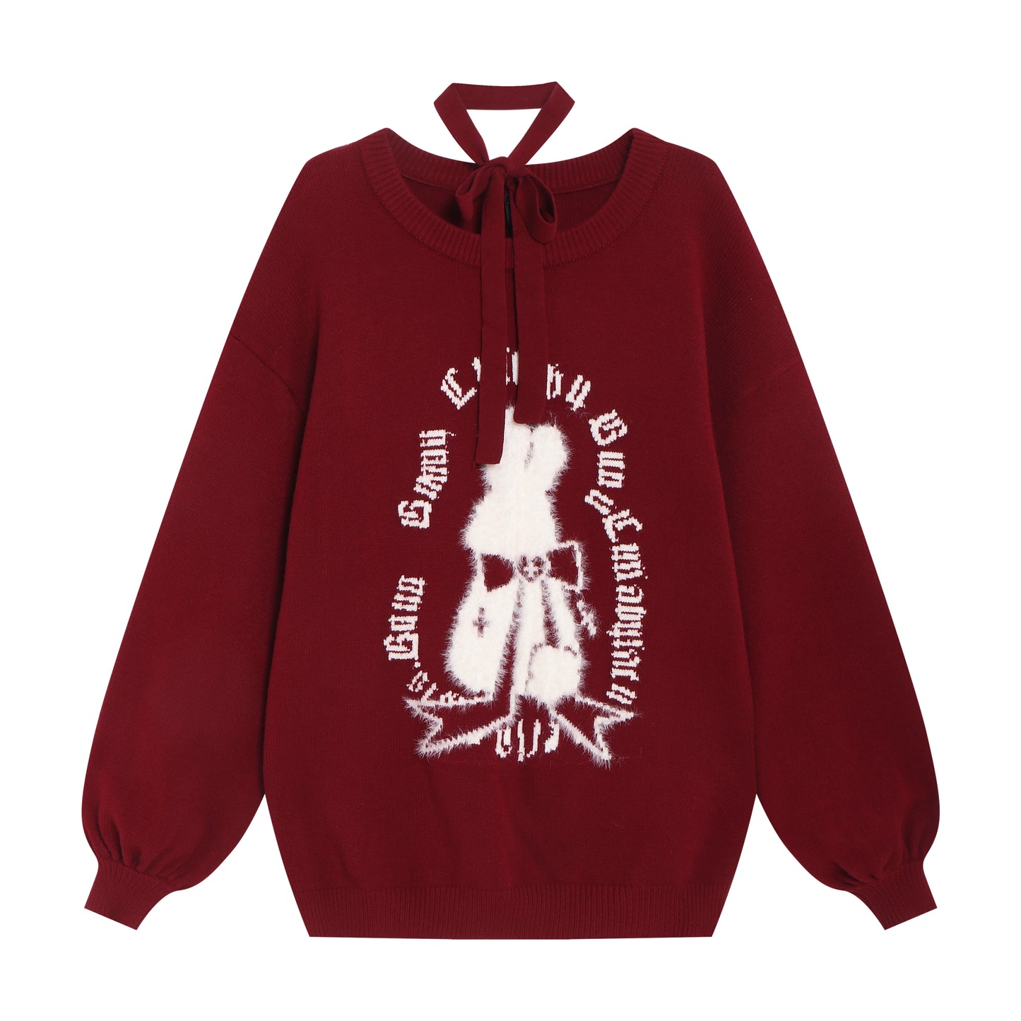 うさ耳ガール刺繍♡萌え袖だぼニット