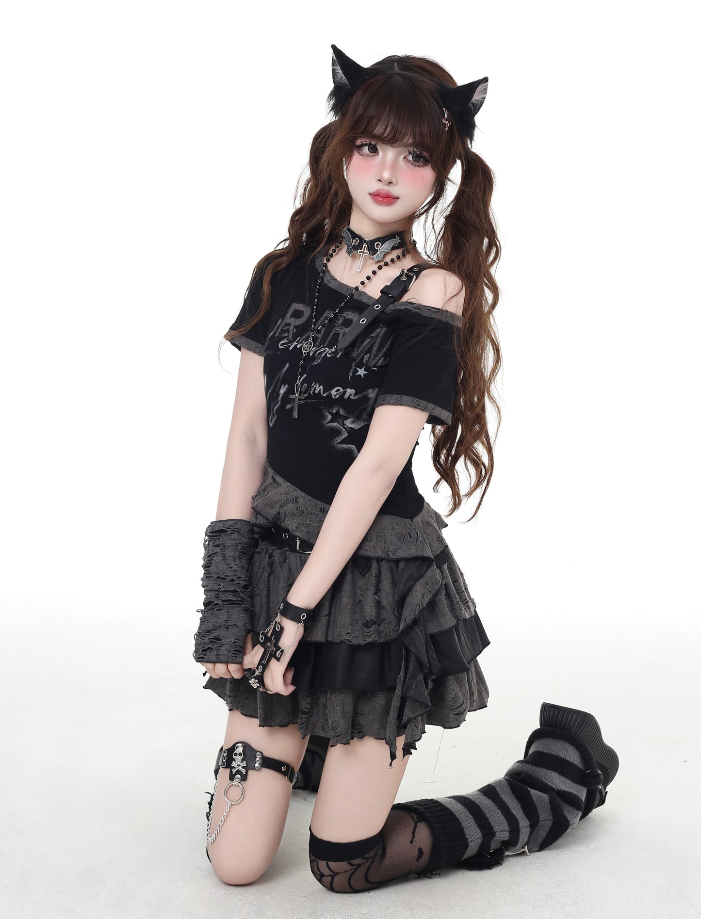 肩見せ×個性派 デザインショートTシャツ