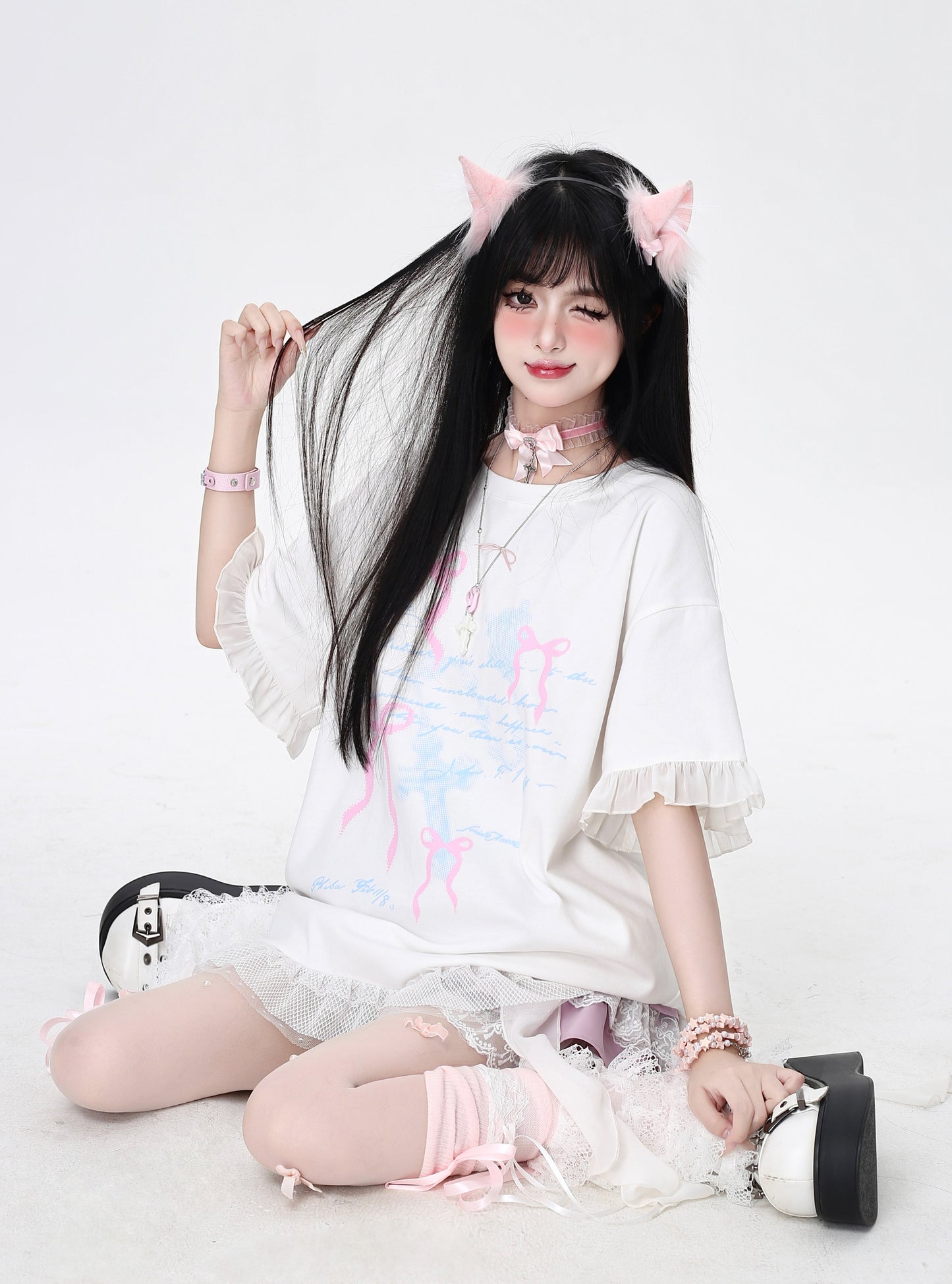 リボン付きビーチTシャツ