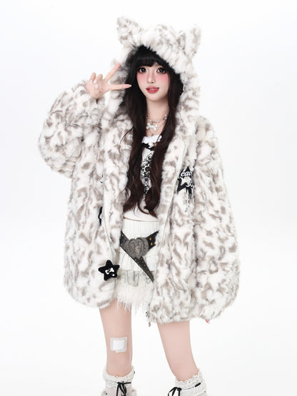 レオパ刺繍×もこもこボアジャケット｜冬あったか地雷ガール必見