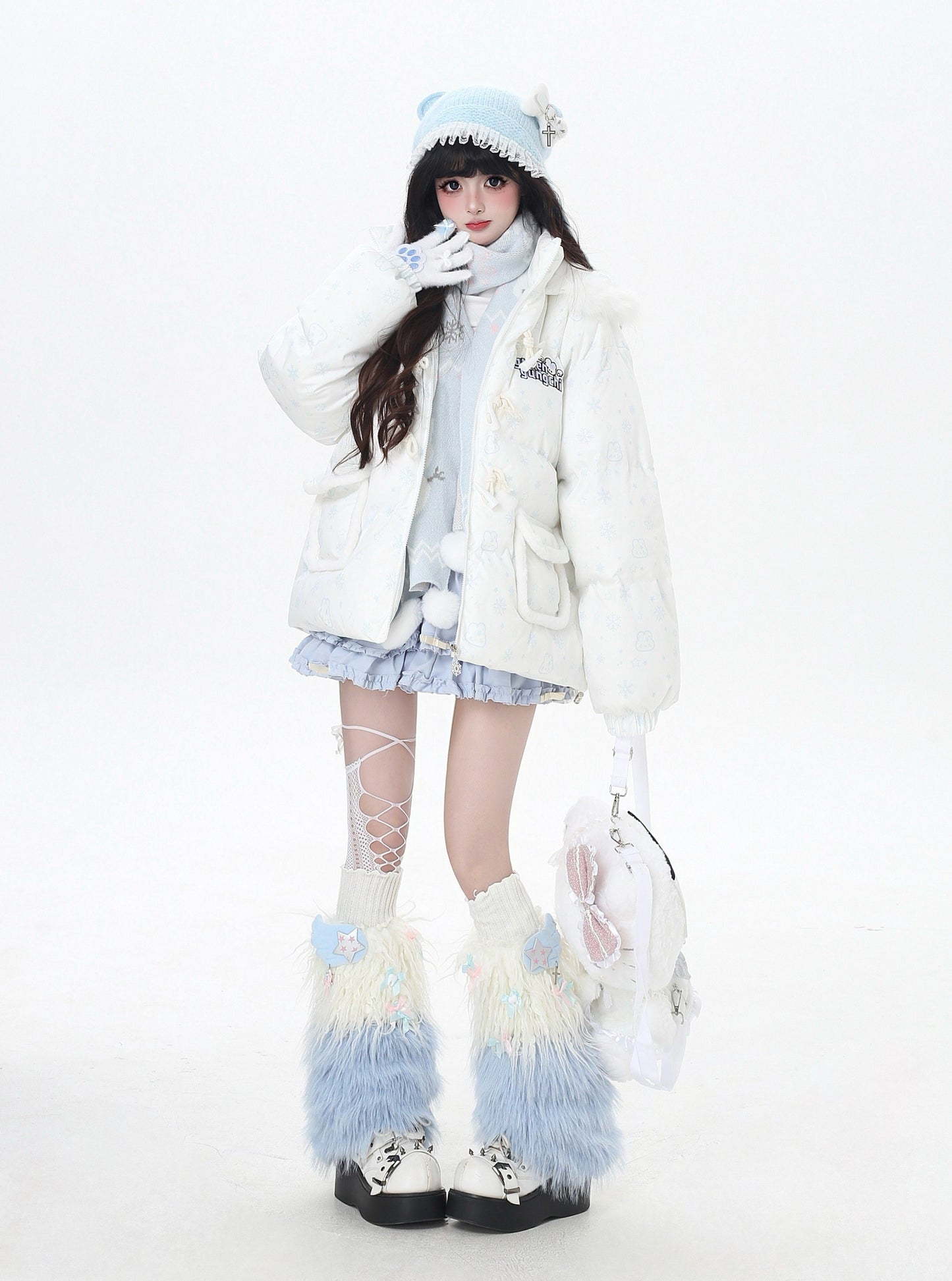 マカロンカラー フード付きルーズ中綿ジャケット｜冬の甘めサブカル