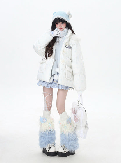 マカロンカラー フード付きルーズ中綿ジャケット｜冬の甘めサブカル