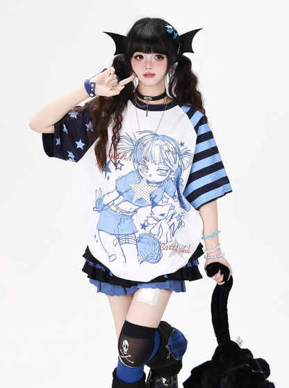 星柄ラグランTシャツ