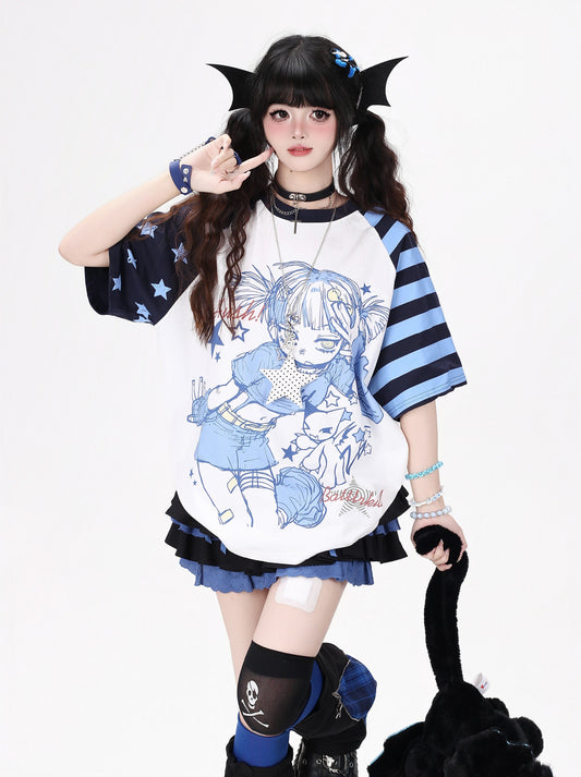 星柄ラグランTシャツ