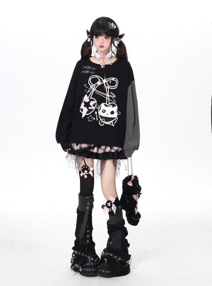 ねこ×チェリーボーダーゆるT