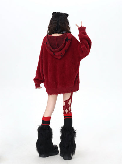 フード付きレターニット｜ゆるヴィンテージムードのふわもこセーター