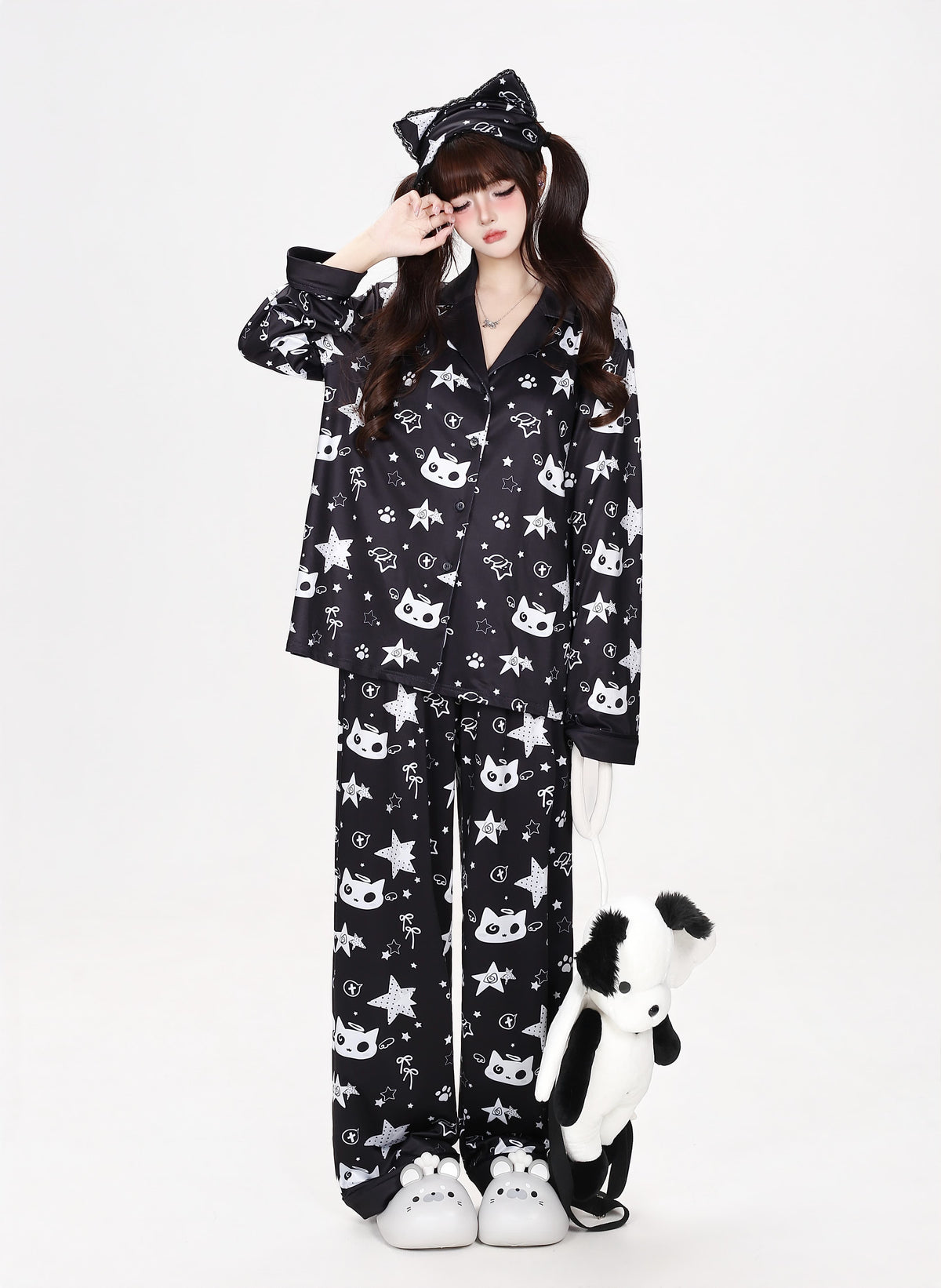 ねこ×スター総柄ルームウェアセットアップ