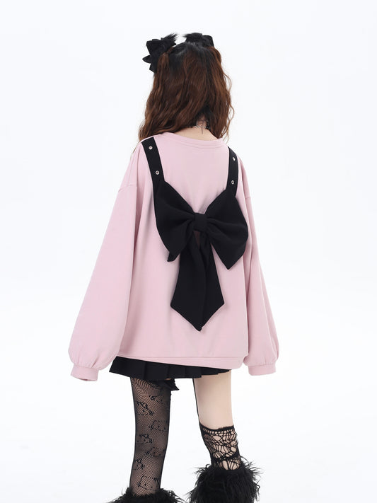 蝶結びデザイン ゆるシルエットクルーネックスウェット