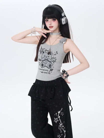 くま柄♡スリムキャミトップス