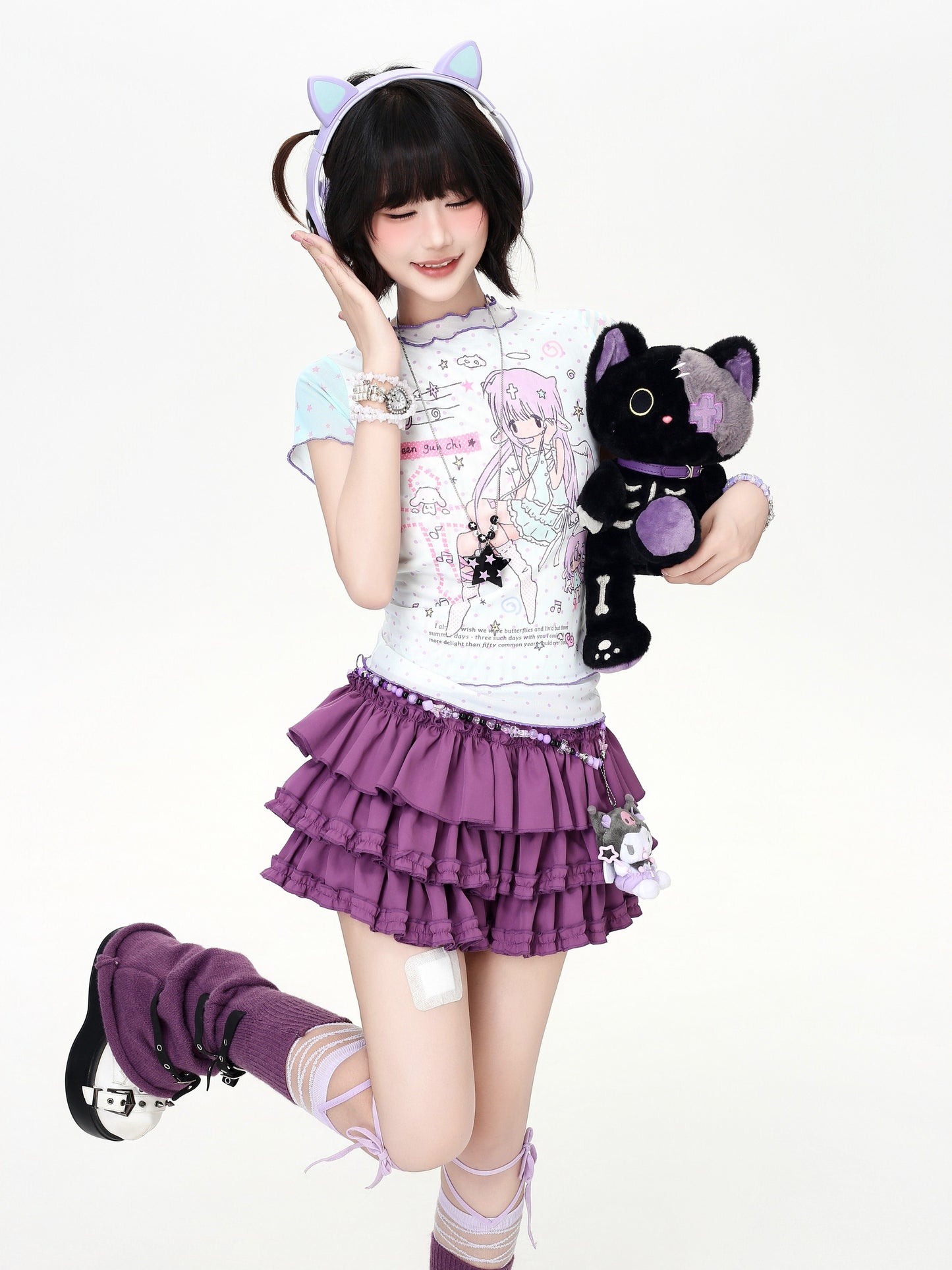 ドットメッシュフリルTシャツ
