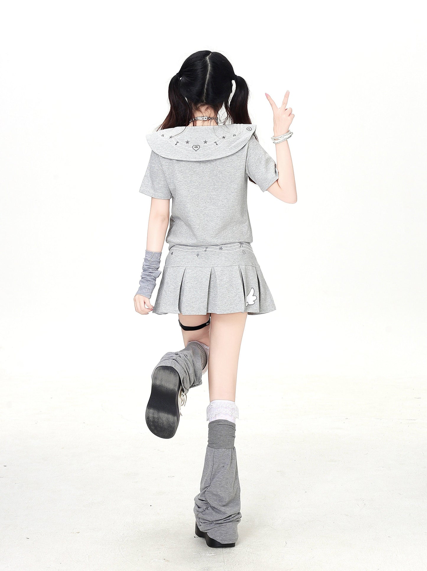 ネコ刺繍セーラーTシャツ