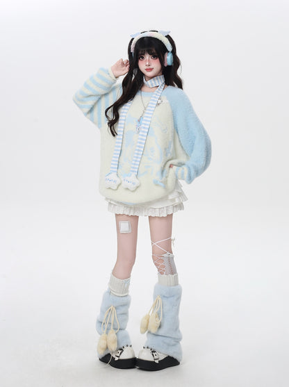 ふわふわ星柄レッグウォーマー