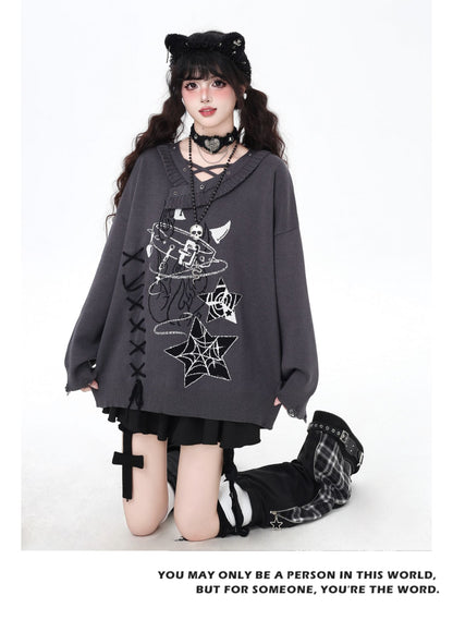 ゴシック×クロスデザイン♪ゆるめニット秋冬