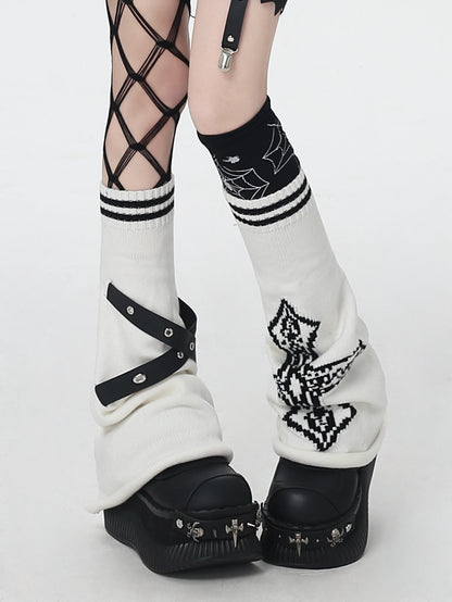 十字架×条纹デザイン感ニーハイソックス