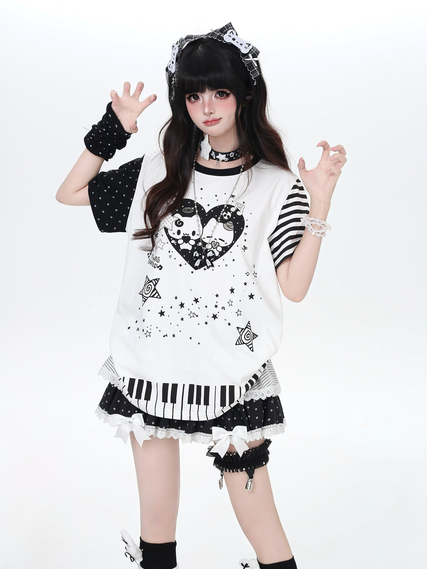 ネコピアノプリントTシャツ