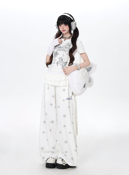 ドットフリルトップス｜韓国ガーリー・細見え