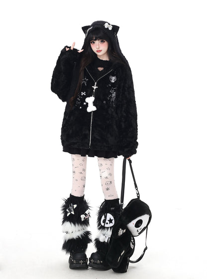 猫耳フード付き ルーズボアブルゾン｜冬のゆる地雷アウター