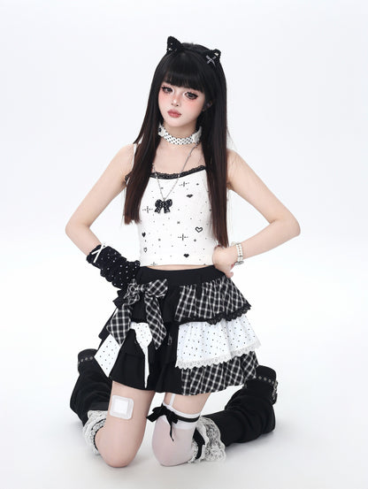 ドットチェックティアードスカート