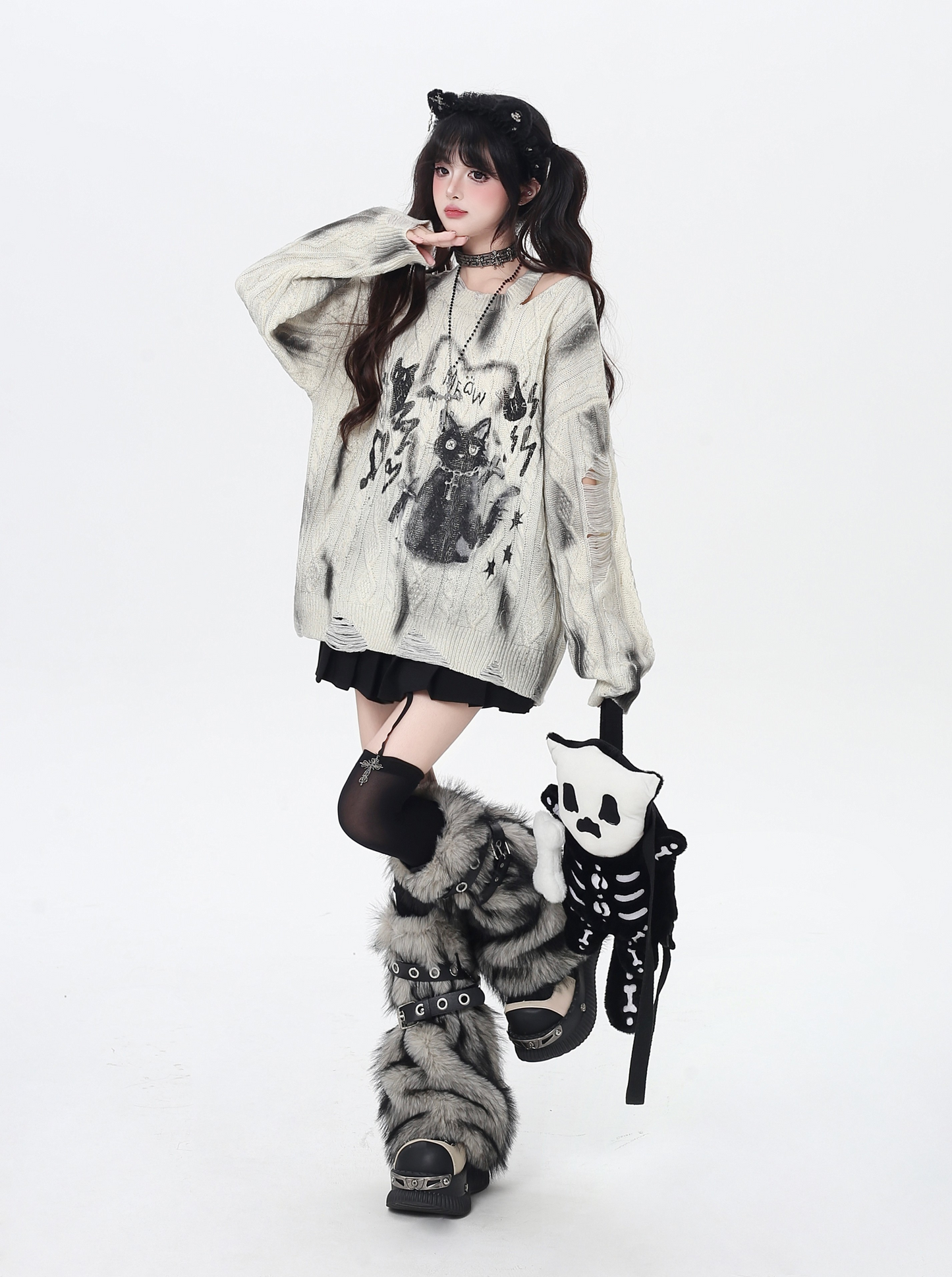 ダークガール暖かレッグウォーマー