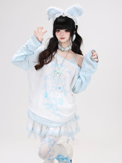 ボーダーオフショルゆるロンT
