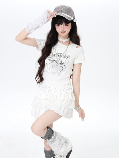 ドロストワンショルレイヤード風T