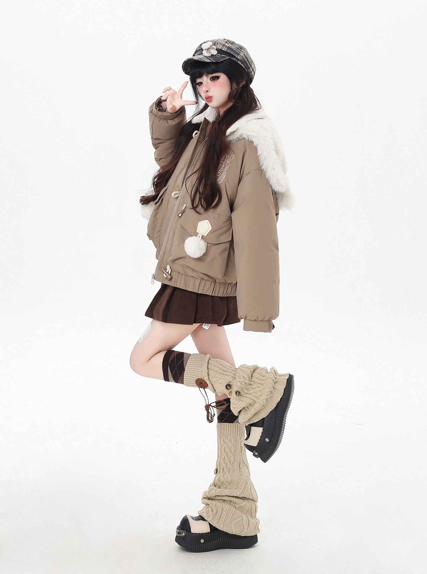 セーラーカラー ファー襟 中綿ブルゾン