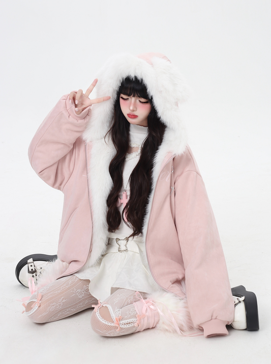 うさ耳ふわもこ♡ゆる可愛い中綿ジャケット