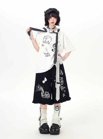 ネコドットタイ付きTシャツ