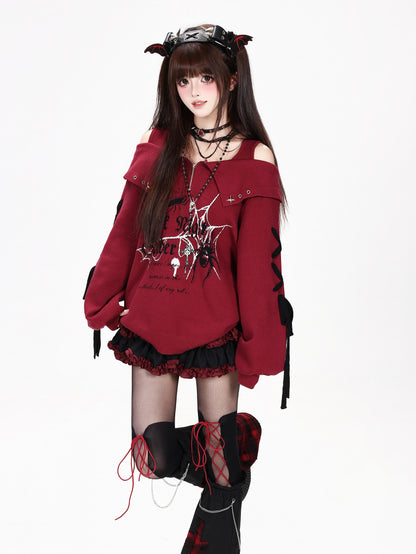 ゴシックグラフィックオフショルニット