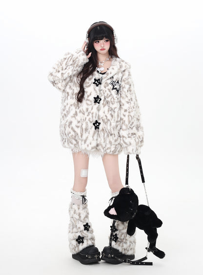 レオパ刺繍×もこもこボアジャケット｜冬あったか地雷ガール必見