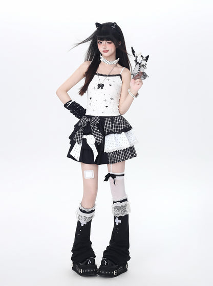 ドットチェックティアードスカート