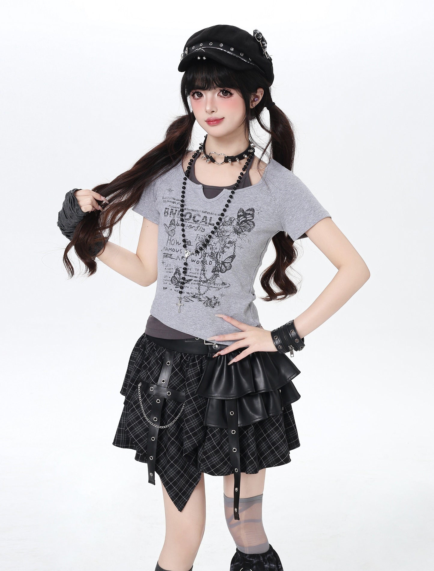 配色切替ホルターネッククロップドT