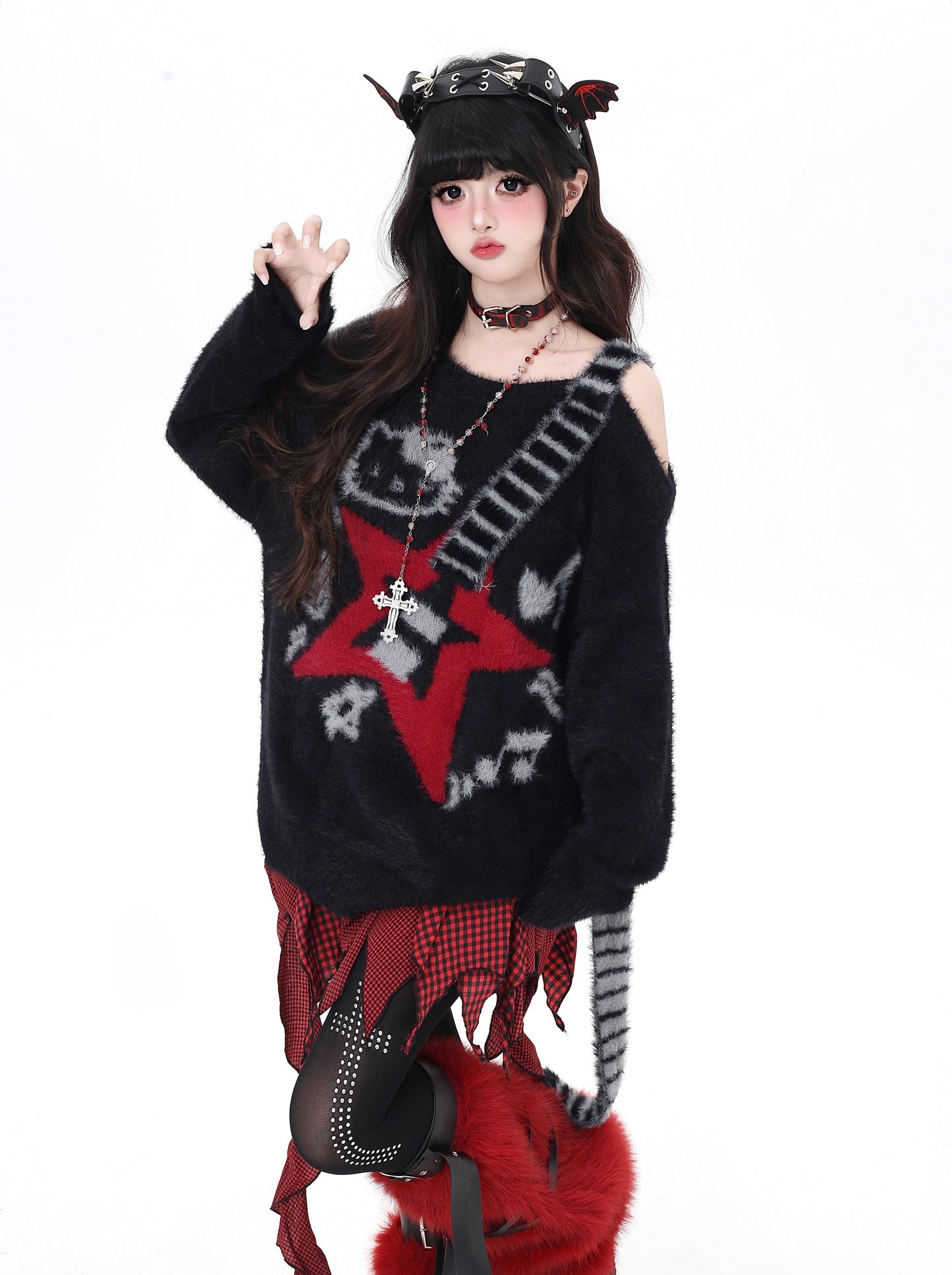 ギター柄オフショル♡ロックニット