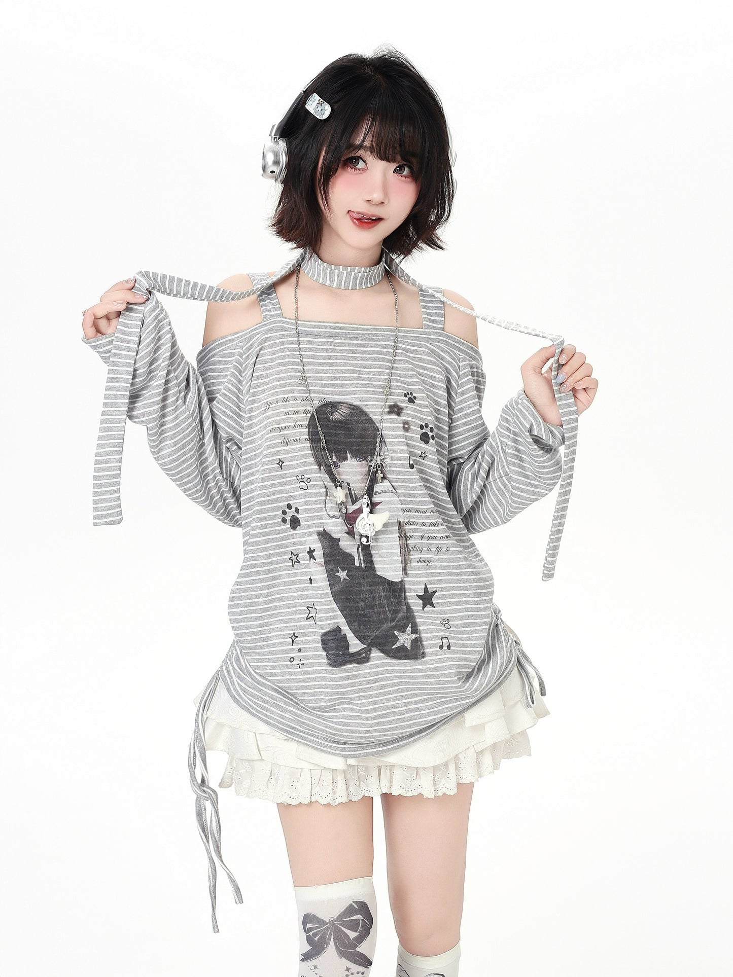 ストライプゆるロンT