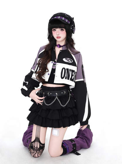 ストリート復古パッチワーク×ライダーズスタジャン（取り外し可能）