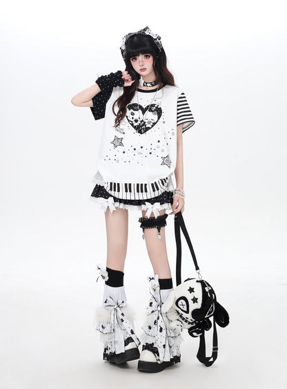 ネコピアノプリントTシャツ