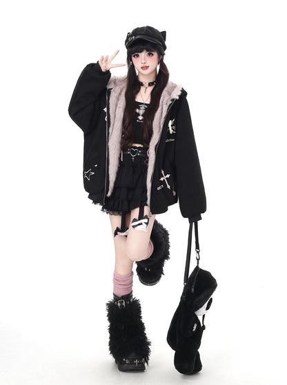 悪魔バニー×ふわもこムートン中綿コート