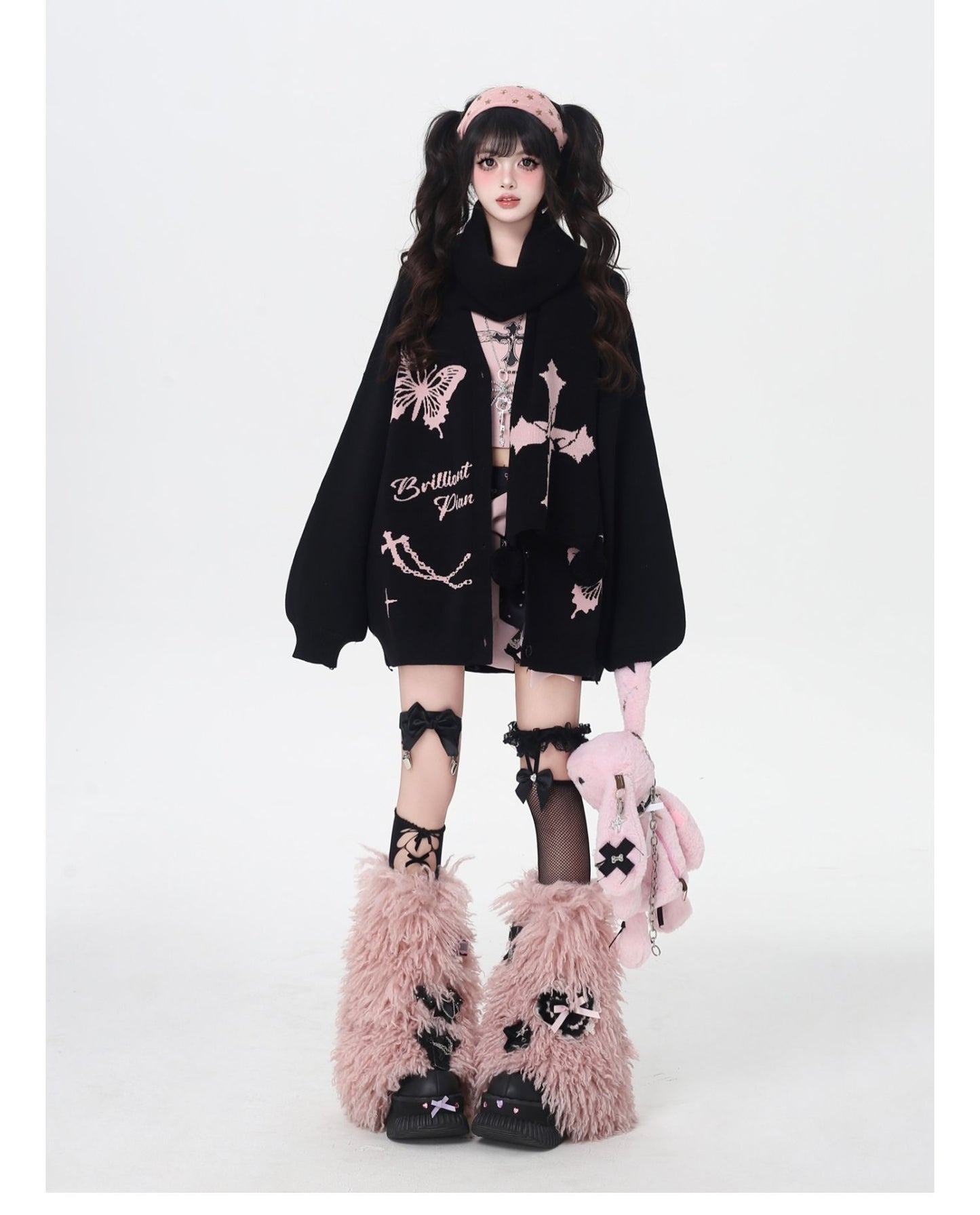 スイート×クールVネック十字架デザインニットカーディガン