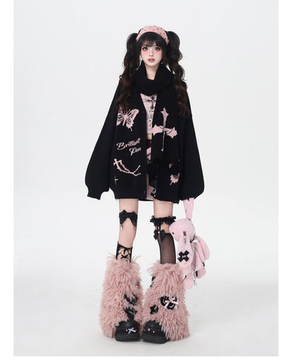 スイート×クールVネック十字架デザインニットカーディガン