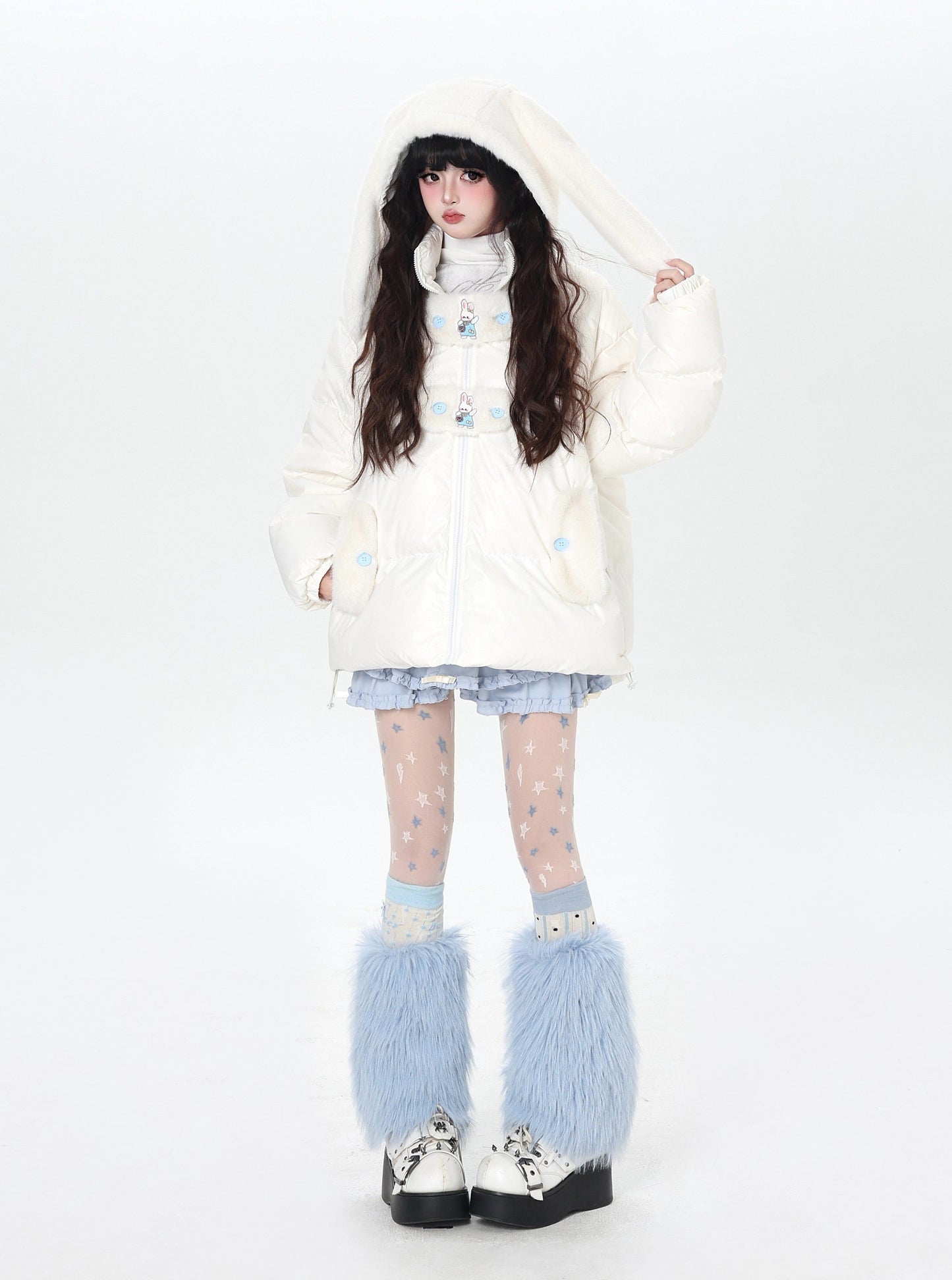 うさ耳フード ボリュームダウンジャケット