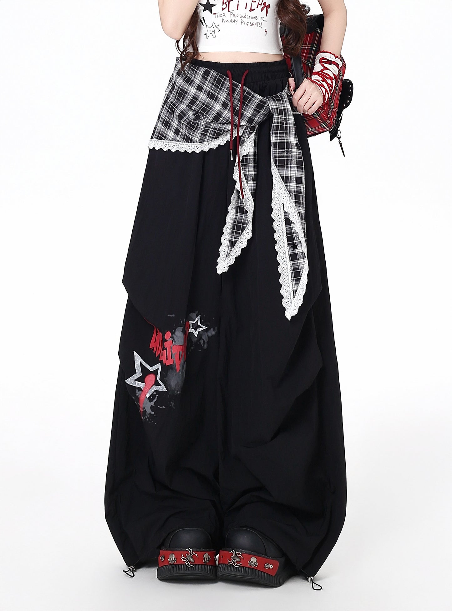 レイヤード風ワイドカーゴパンツ