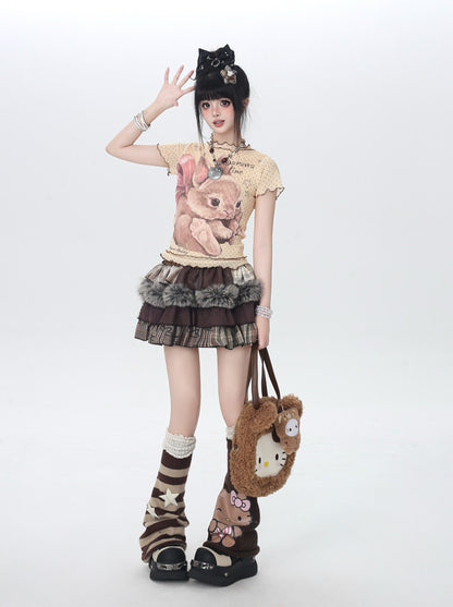 ドットレースうさぎTシャツ