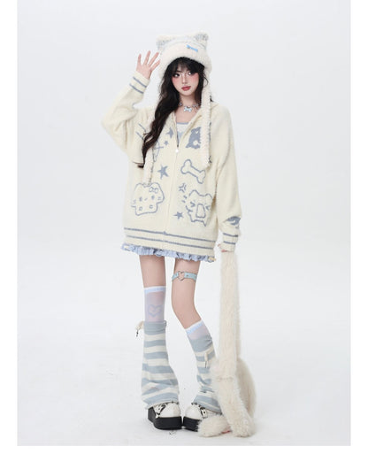 ゆるアニマルパーカー風カーデ／秋冬ゆる地雷コーデ