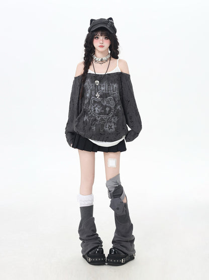 ゴシックkitty×ダメージ レイヤードロンT
